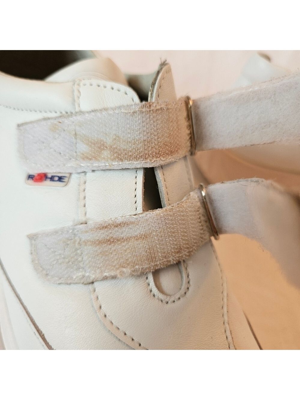 Rohdes White Leather Velcro Strap Sneakers, Size 7.5, NWOT, Some Marks Vintage - Picture 9 of 11